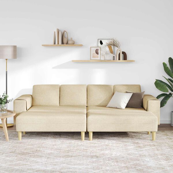vidaXL Wohnzimmer Couch 3 pcs Creme Polyester