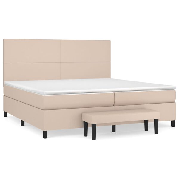 vidaXL Boxspringbett Matratze Cappuccino-Braun 200x200cm Kunstleder