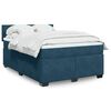 vidaXL Boxspringbett mit Matratze Blau 160x200 cm Samt