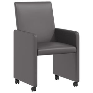 vidaXL Esszimmerst&uuml;hle mit Rollen 2 stk. Kunstleder Grau