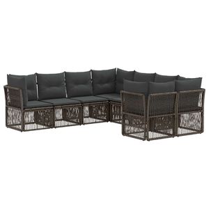 vidaXL Gartensofa-set 8 stk. 8-Sitzanzahl Grau Poly-Rattan