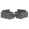 vidaXL 9-tlg. Garten-Lounge-Set mit Kissen Poly Rattan Grau