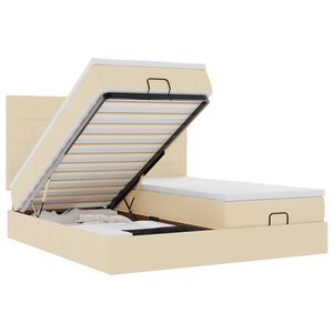 vidaXL Ottoman-Bett mit Matratzen Creme 160x200 cm Stoff