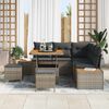 vidaXL Garten-Sofa-Set mit Kissen mit Speicher Grau Poly Rattan