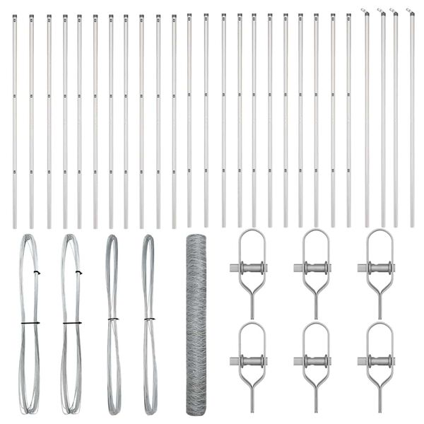 vidaXL Zaunpfosten Silber 50 x 1 m (50 mm Mesh) Stahl