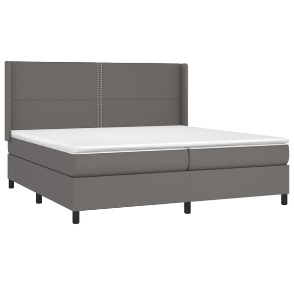 vidaXL Boxspringbett mit Matratze Grau 200x200 cm Kunstleder