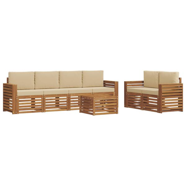 vidaXL Sofagarnituren 7 pcs Natur und Beige Massivholz Akazie