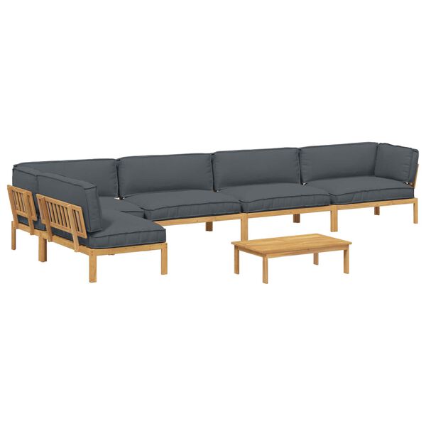 vidaXL Sofa Set mit Kissen Uni 6 pcs Anthrazit Massivholz Akazie