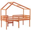 vidaXL Hochbett mit Dach Wachsbraun 90x200 cm Massivholz Kiefer