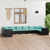 vidaXL 10-tlg. Garten-Lounge-Set mit Kissen Poly Rattan Schwarz