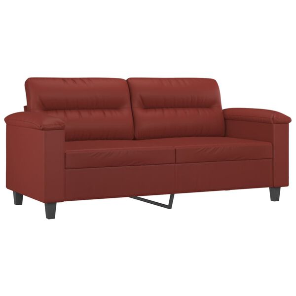 vidaXL 2-Sitzer-Sofa mit Kissen Weinrot 140 cm Kunstleder