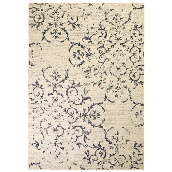 vidaXL Teppich Modern Blumenmuster Vintage 140 x 200 cm Beige/Blau