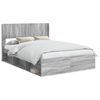vidaXL Bettgestell mit Stauraum und Kopfteil Grau Sonoma 140 x 200 cm