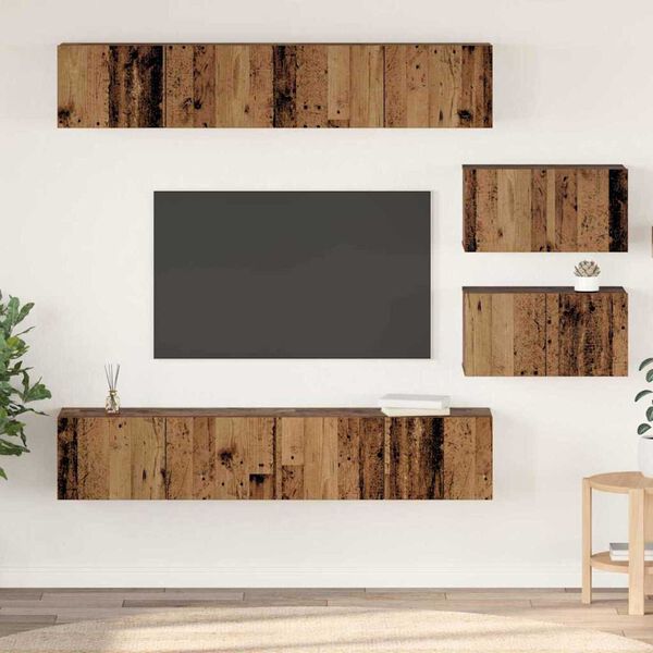 vidaXL TV-Schrankset Wandmontiert 6 pcs Altholz Holzwerkstoff