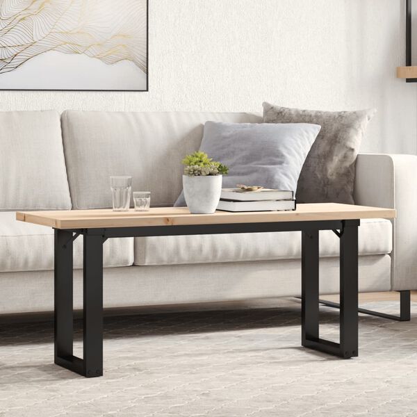 vidaXL Couchtisch O-Gestell 110x40x45,5 cm Massivholz Kiefer Stahl