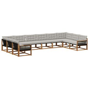 vidaXL Outdoor-Sofagarnitur 10 stk. Nat&uuml;rlich und Hellgrau