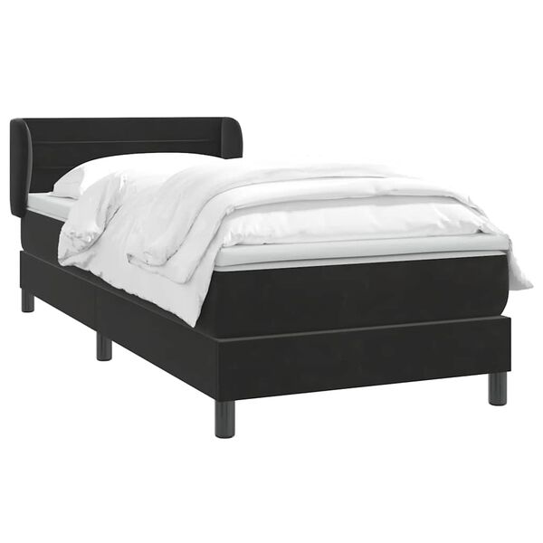 vidaXL Boxspringbett mit Matratze Schwarz 90x210 cm Samt