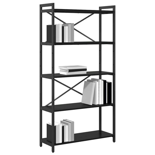 vidaXL B&uuml;cherregal Schwarz Eichen-Optik 80 x 30 x 155 cm Holzwerkstoff