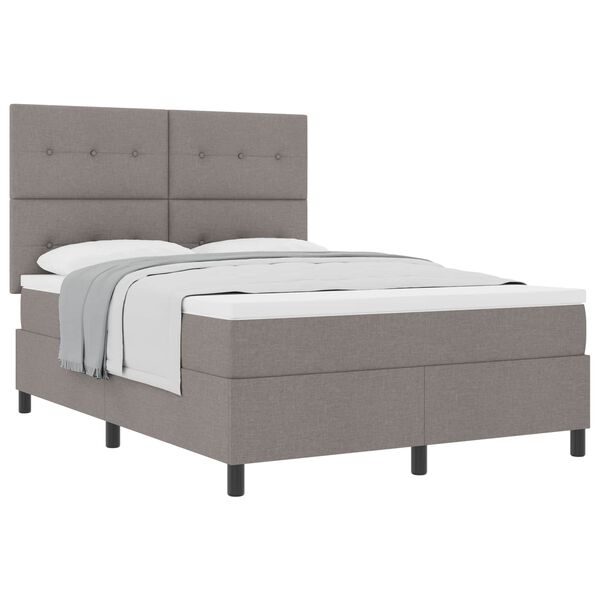 vidaXL Boxspringbett mit Matratze Taupe 140 x 200 cm Stoff