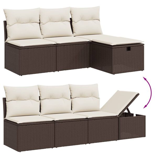 vidaXL 9-tlg. Garten-Sofagarnitur mit Kissen Braun Poly Rattan