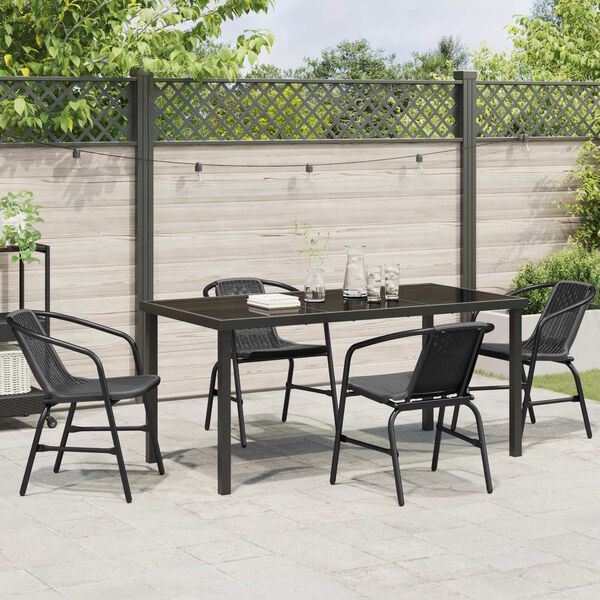 vidaXL Garten Essgruppe 5 pcs Schwarz Poly Rattan