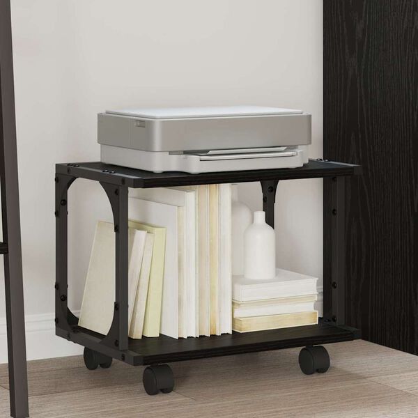 vidaXL Druckerst&auml;nder Schwarz Eichen-Optik 41 x 28 x 33,5 cm