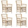 vidaXL Gartenst&uuml;hle 4 Stk. Natur PE Rattan, Stahl und Polyesterstoff