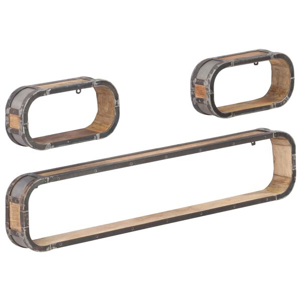 vidaXL 3-tlg. Wandregal-Set Massivholz Mango