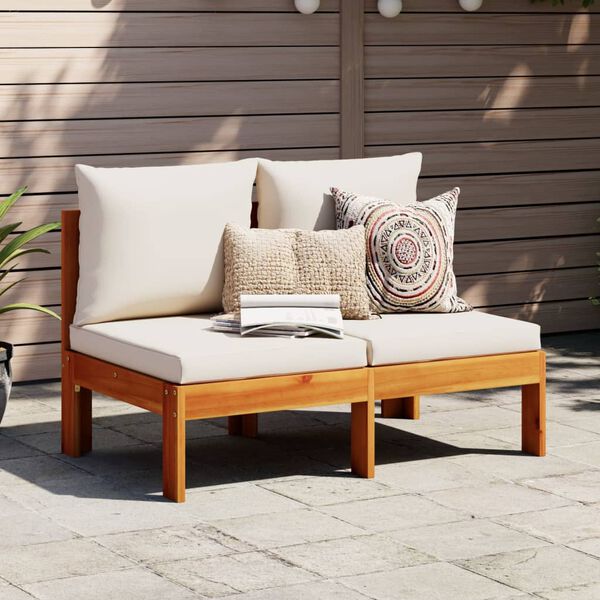 vidaXL Gartensofa ohne Armlehnen mit Kissen 2-Sitzer Massivholz Akazie