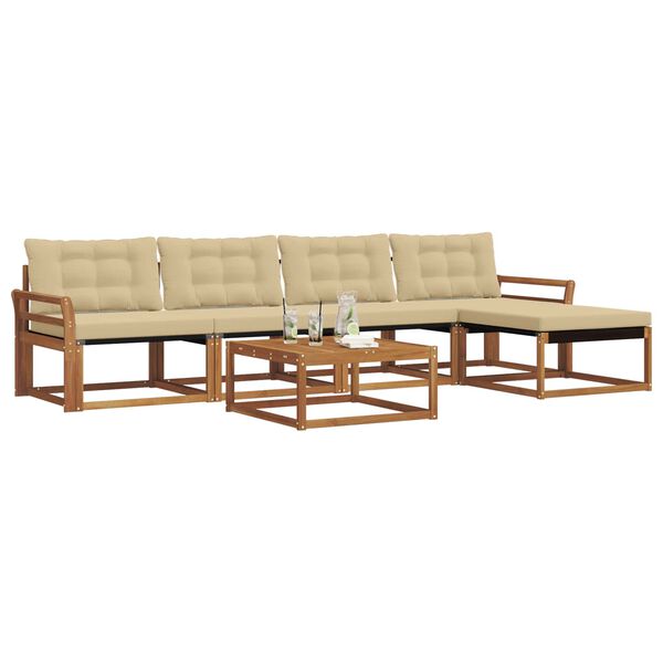 vidaXL Outdoor-Sofagarnitur mit Kissen 6 pcs Natur und Beige
