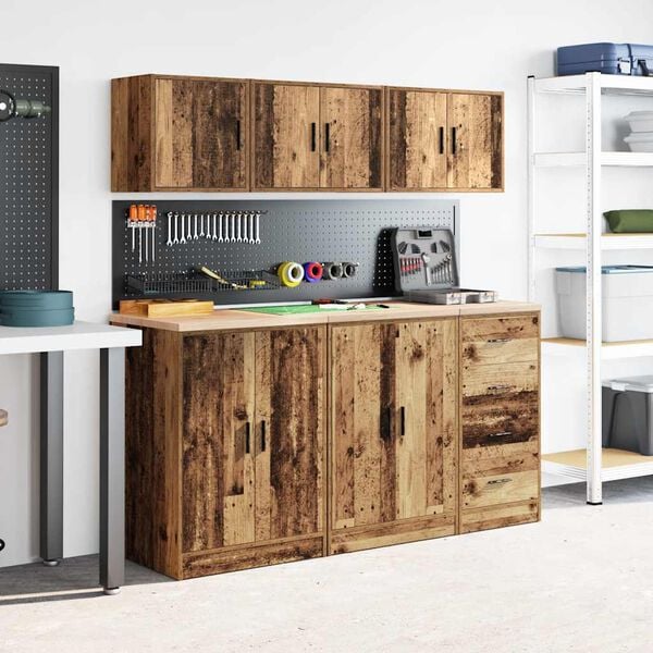 vidaXL Garagen-Wandschrank Altholz-Optik Holzwerkstoff