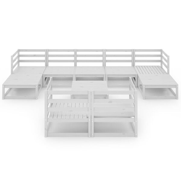 vidaXL 10-tlg. Garten-Lounge-Set Wei&szlig; Massivholz Kiefer