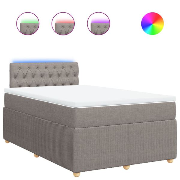 vidaXL Boxspringbett mit Matratze Taupe 120x190 cm Stoff