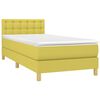 vidaXL Boxspringbett mit Matratze & LED Gr&uuml;n 90x200 cm Stoff