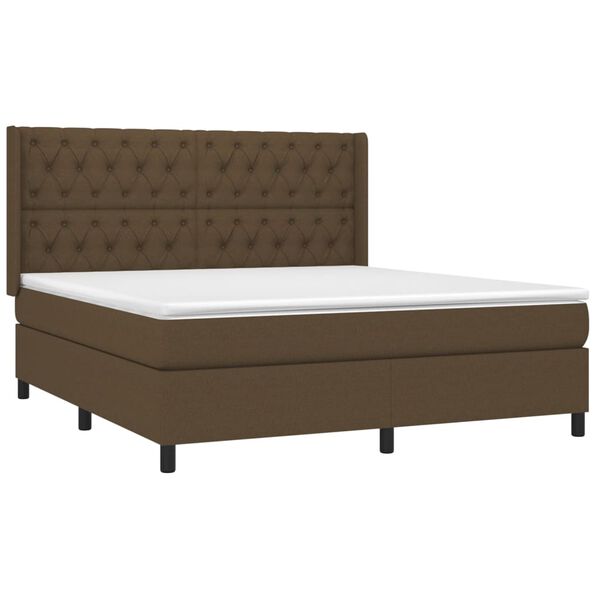 vidaXL Boxspringbett mit Matratze Dunkelbraun 160x200 cm Stoff