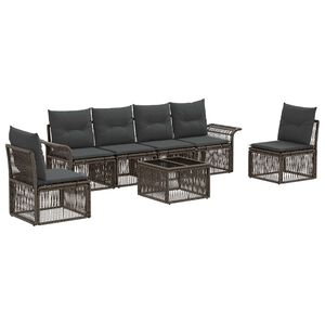 vidaXL Gartensofa-set 7 stk. Grau Poly-Rattan