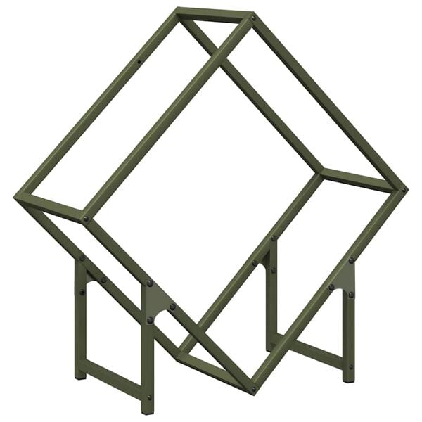 vidaXL Brennholzregal Olivgr&uuml;n 60x25x60 cm Kaltgewalzter Stahl