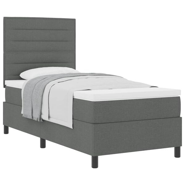 vidaXL Boxspringbett mit Matratze Dunkelgrau 100 x 200 cm Stoff