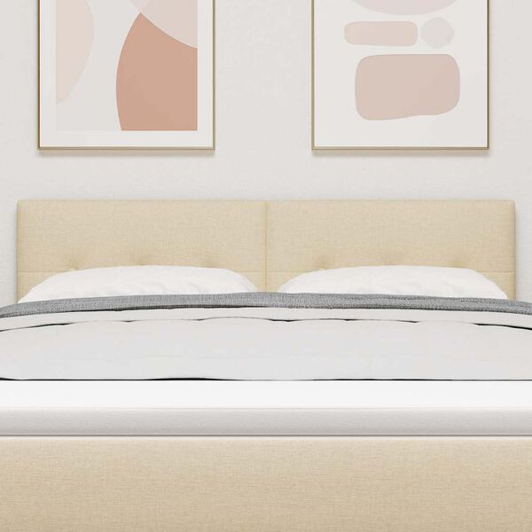 vidaXL LED Kopfteil mit LED-Lichtleisten Creme 160 cm Polyester