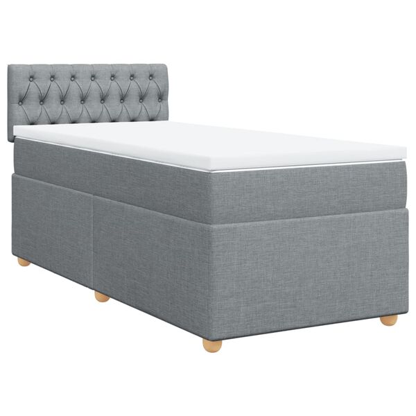 vidaXL Boxspringbett mit Matratze Hellgrau 100x200 cm Stoff