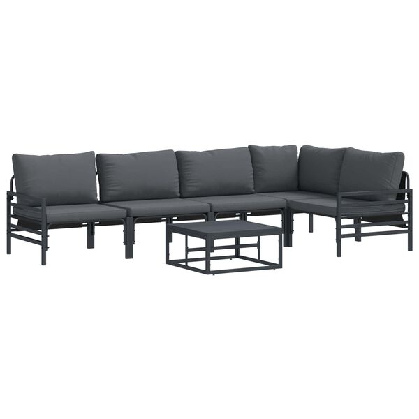 vidaXL Gartensofa-set mit Kissen 6 pcs Schwarz Stahl