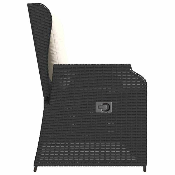 vidaXL Gartenbank mit Kissen Schwarz Poly Rattan