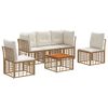 vidaXL Outdoor-Sofagarnitur 6 pcs Nat&uuml;rlich und Cremwei&szlig; Polyester