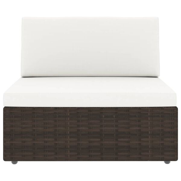 vidaXL 7-tlg. Garten-Lounge-Set mit Kissen Braun Poly Rattan