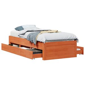 vidaXL Massivholzbett ohne Matratze mit Schubladen Braun 100x200 cm