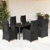 vidaXL 7-tlg. Garten-Essgruppe mit Kissen Schwarz Poly Rattan