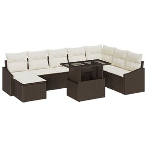vidaXL Garten-Sofa-Set 9 stk. Braun und Creme