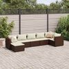 vidaXL 7-tlg. Garten-Lounge-Set mit Kissen Braun Poly Rattan