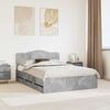 vidaXL Bettrahmen mit Kopfteil Beton Grau 150 x 200 cm Ingenieurs Holz