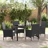 vidaXL Garten Essgruppe mit Kissen 5 pcs Schwarz Poly-Rattan